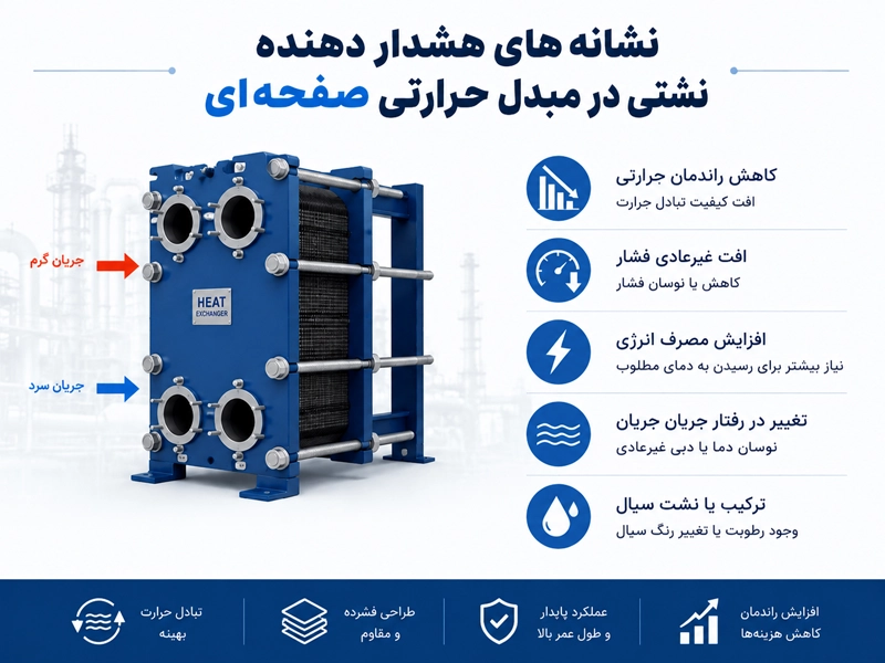 علائم نشتی در مبدل حرارتی صفحه ای